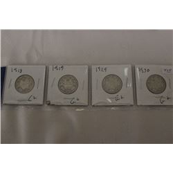 Canada Twenty-five Cent Coins (4)