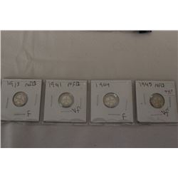 Nfld. Five Cent Coins (4)