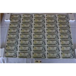 Canada One Dollar Bills (40)