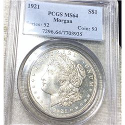 1921 Morgan Silver Dollar PCGS - MS64