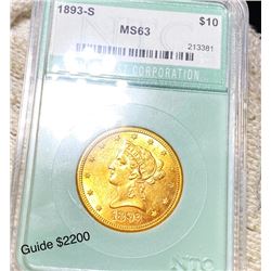 1893-S $10 Gold Eagle NTC - MS63