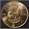 Image 1 : 1981 1 OZ FINE GOLD KRUGERRAND