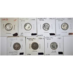 LOT OF 7 MERCURY DIMES  :