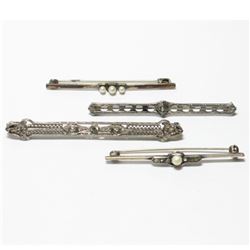 Antique Sterling Silver Bar Pin Collection with Stone/Pearl Accents.  You will receive 4 Pins in thi