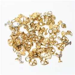 Lot of Gold-Tone Sterling Silver Charms/Pendants.  You will receive 55 charms/pendants in this lot. 