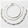 Image 1 : Lot of Sterling Silver Bracelets.  You will receive 3 bracelets in the collection. Rope Bracelet mea