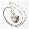 Image 1 : Lady's Vintage Sterling Silver Large Heart Locket on 24" 'S' Link Chain.  Locket measures 1 3/4" in 