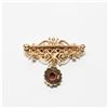 Image 2 : Lady's Antique 14K Yellow Gold Garnet Brooch.  Length of the brooch measures just over 1" long by 1 