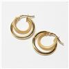 Image 1 : Lady's 14K Yellow Gold Hinged Double Hoop Earrings.  Total weight of 1.58 grams.