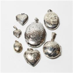 Lot of Vintage Sterling Silver Lockets. You will receive 7 Lockets in the collection with a total we