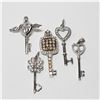 Image 1 : Lot of Sterling Silver Key Pendants.  You will receive 5 pendants in this collection with a total we