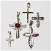 Image 1 : Lot of Sterling Silver Cross Pendants.  You will receive 5 pendants in this collection with a total 