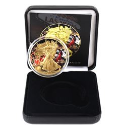 2015 USA $1 Coloured/Gilt 'Vegas Casino' 1oz Fine Silver Eagle (Tax Exempt) Coin comes encapsulated 