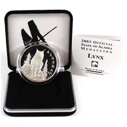 2003 Alaska 1oz Fine Silver Official LYNX Medallion (Tax Exempt) Medallion comes encapsulated in min