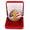 Image 1 : 2014 USA $1 Coloured/Gilt 'American Flag' 1oz Fine Silver Eagle (Tax Exempt) Coin comes encapsulated