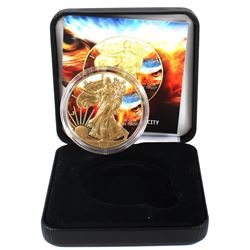 2018 USA $1  Coloured/Gilt 'Fiery Bald Eagle' 1oz Fine Silver Eagle (Tax Exempt)  Coin comes encapsu