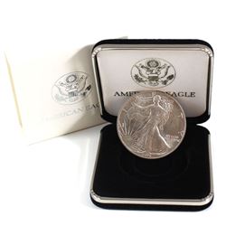 1991 USA $1 1oz Fine Silver Eagle (Tax Exempt) Coin comes in black velvet presentation case. Please 