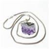 Image 1 : Lady's Custom Sterling Silver Amethyst Pendant on 20" Rope Chain.