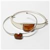 Image 1 : Pair of Sterling Silver & Amber Bracelets.  2pcs.