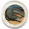 Image 1 : 2014 Australia $1 Coloured Saltwater Crocodile 1oz Fine Silver Coin with Gemstone Accent (Tax Exempt