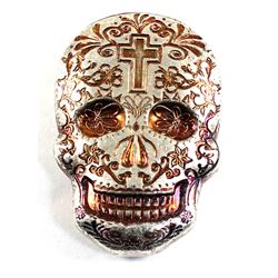 Monarch 2oz Fine Silver Copper Coloured Hand Poured Sugar Skull with Cross (Tax Exempt)