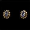 Image 1 : 14K Yellow Gold Iolite & Diamond Stud Earrings. Total weight of 2.34 grams.