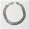 Image 1 : Men's Solid Sterling Silver Curb-link bracelet with Lobster Clasp.  Measures 8 3/4" in length with a