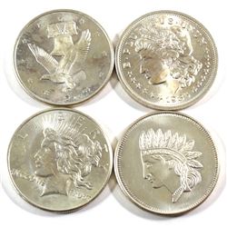 Lot of 1oz Fine Silver Rounds (Tax Exempt) You will receive 4 different Rounds in this lot. 4pcs.