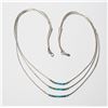 Image 1 : Vintage Sterling Silver Triple Strand Turquoise Beaded Necklace with hook Clasp.  Measures approx. 1