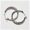Image 1 : Pair of 10K White Gold Textured Hinged Hoop Earrings. Total weight of 0.67 grams.