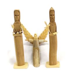 Spanish Colonial Carved Wood Angel & Saints