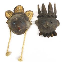 2 Vintage Mexican Coconut Masks