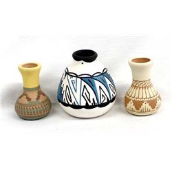 3 Native American Navajo Pottery Vases