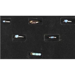 5 Navajo Sterling Turquoise Rings, Plus