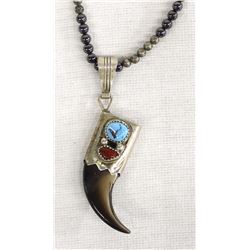 Vintage Navajo Sterling Claw Pendant Necklace