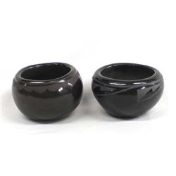 2 Santa Clara Matte on Black Pottery Bowls