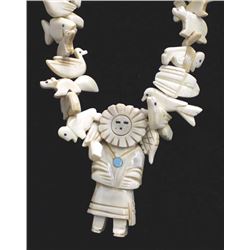Navajo Carved Buffalo Bone Fetish Necklace