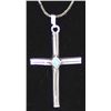 Image 1 : Navajo Sterling Turquoise Cross Pendant Necklace