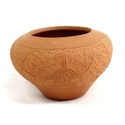 Sgraffito Pottery Bowl, Native American Motif
