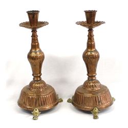 United Arab Republic Copper Candlestick Holders