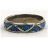 Image 1 : Vintage Navajo Sterling Chip Inlay Wedding Band