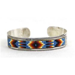 Navajo Sterling & Seed Bead Cuff Bracelet
