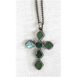 Vintage Navajo Sterling Turquoise Cross Necklace