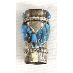 Navajo Sterling Turquoise Barrel Bead Pendant