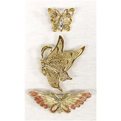 3 Butterfly Brooches