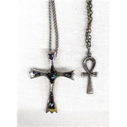 2 Vintage Cross Pendant Necklaces