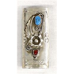 Navajo Sterling Turquoise Coral Lighter Cover