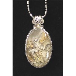 Mexican Silver Laguna Lace Agate Pendant Necklace