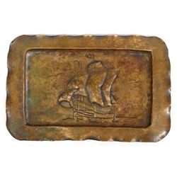 Antique Copper Sailing Ship Tray