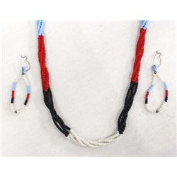 Native American Beaded Necklace with Earrings